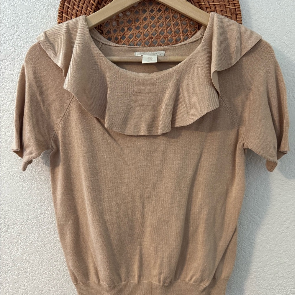 Cynthia Rowley Tan Ruffle Blouse